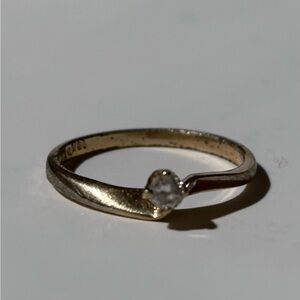 Vintage 10K Gold Filled Diamond Solitaire Promise Ring Bypass Mid Century